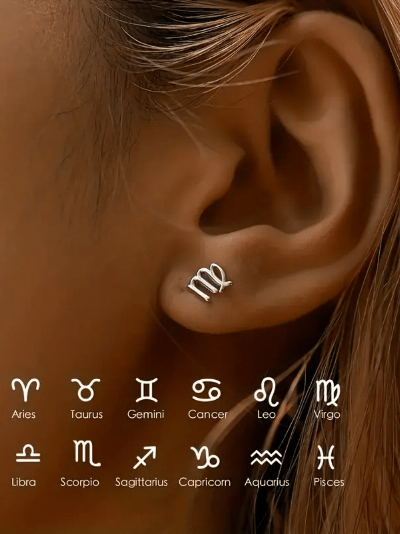 One Pair Fashion Silver Color Zodiac Sign Earrings Constellation Stud Earrings Jewelry